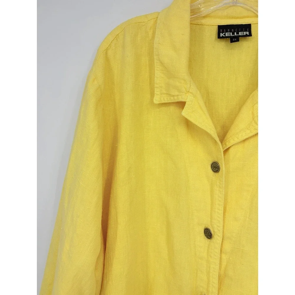 Nannette Keller Linen Lightweight Jacket Shirt Shacket Plus Size 3X